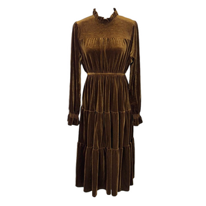 Icone brown velvet peasant dress